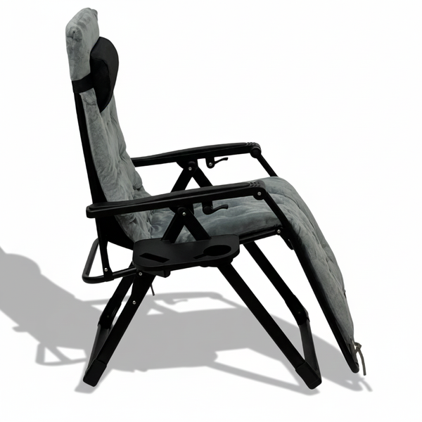 Розкладне крісло шезлонг LEOBRO Zero Gravity Premium Plus Grey Velvet (LB-ZGC-K3-GRY) LB-ZGC-K3-GRY фото