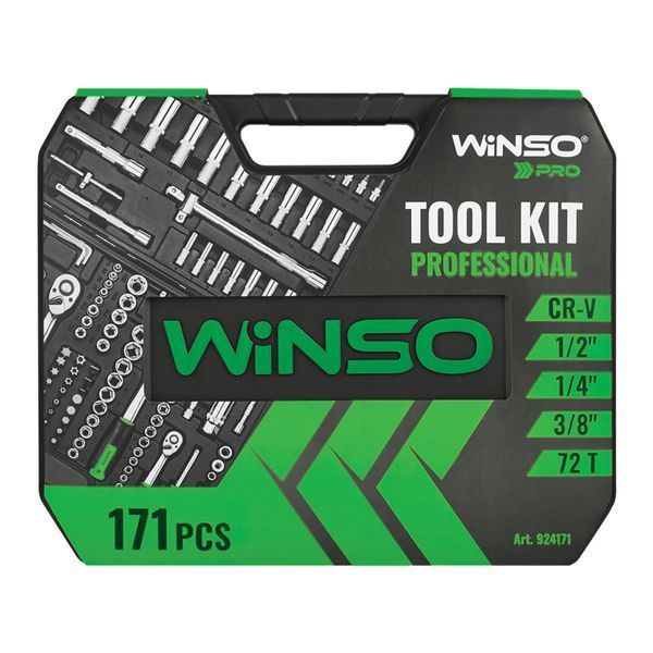 Професійний набір інструментів в кейсі Winso Pro 1/2 , 1/4 , 3/8 72T, CR-V, 171од. 924171 фото