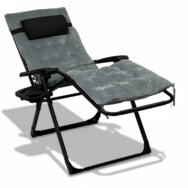 Розкладне крісло шезлонг LEOBRO Zero Gravity Premium Plus Grey Velvet (LB-ZGC-K3-GRY) LB-ZGC-K3-GRY фото