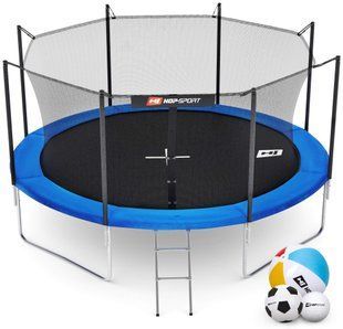 Батут Hop-Sport 12ft (366см) синій із внутрішньою сіткою 5906190230485 фото