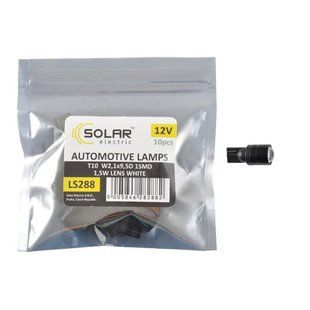 LED автолампа Solar 12V T10 W2.1x9.5d 1SMD 1,5W with lens 10шт LS288_P фото