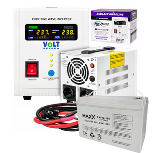 Аварійний комплект Volt Polska SINUS PRO 800 E 12/230V 500/800W + 4SUN MAXX GEL DEEP CYCLE 100Ah 12V 4SUN800E фото