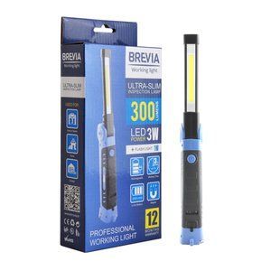 Ліхтар інспекційний Brevia LED Ultra-slim 3W COB+1W LED 300lm, 2000mAh, microUSB 11360 фото