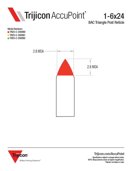 Оптичний приціл Trijicon AccuPoint 1-6x24 BAC Green Triangle Tritium / Fiber Optics (TR25-C-200092) 5002975 фото