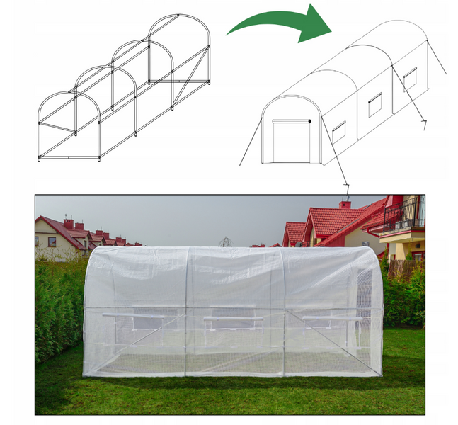 Посилена садова теплиця парник LEOBRO Garden 10м2 White (LB-10M25W) LB-10M25W фото