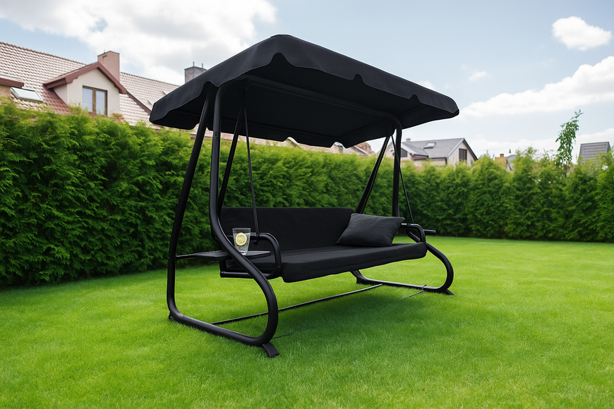 Велика гойдалка з подушками LEOBRO Luxury Black HT-186B Black фото