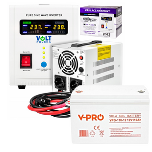 Аварійний комплект Volt Polska SINUS PRO 800 E 12/230V 500/800W + Акумулятор Green Cell AGM VRLA 100Ah 12V 800E110GELL фото
