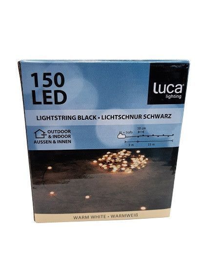 Гірлянда 18 м, Струна чорна, Luca Lighting , колір теплий білий 8718861853162 фото