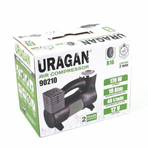 Компресор автомобільний Uragan 10 Атм 40 л/хв 170 Вт 90210 фото