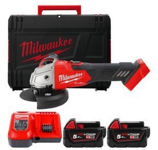 Шліфмашина кутова акумуляторна MILWAUKEE, M18 FSAG125XB-502X, діаметр 125мм (+2 акумулятори, зарядний пристрій, захисний кожух, 4933478430 фото