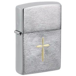 Запальничка бензинова Zippo Angel Aura Design Spiritual Cross Design, срібляста, матовий хром (46479) 46479 фото