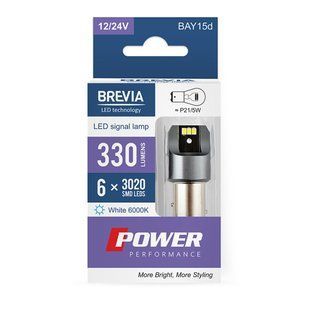 LED автолампа Brevia Power P21/5W 330Lm 6x3020SMD 12/24V CANbus, 2шт 10103X2 фото