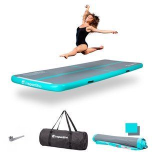 Килимок надувний Airtrack inSPORTline Airstunt 300x100x10 см, сіро-бірюзовий 28653 фото
