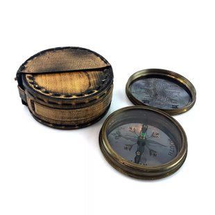 Компас безрідинний бронзовий у шкіряному футлярі Dollond London Compass Dolland Antic 8,7 х3,5см (DN34903) DN34903 фото