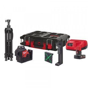 Нівелір лазерний акумуляторний 3D MILWAUKEE, M12 3PLSKIT-401P (ЗП+1ак.Х4Аг+обладнання+PACKOUT) 4933499379 фото