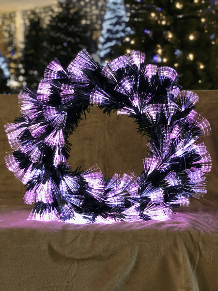 Вінок &oslash; 50 см штучний оптичного волокна з мульт. лам. Highland, зелений, Luca Lighting 8718861662245 фото