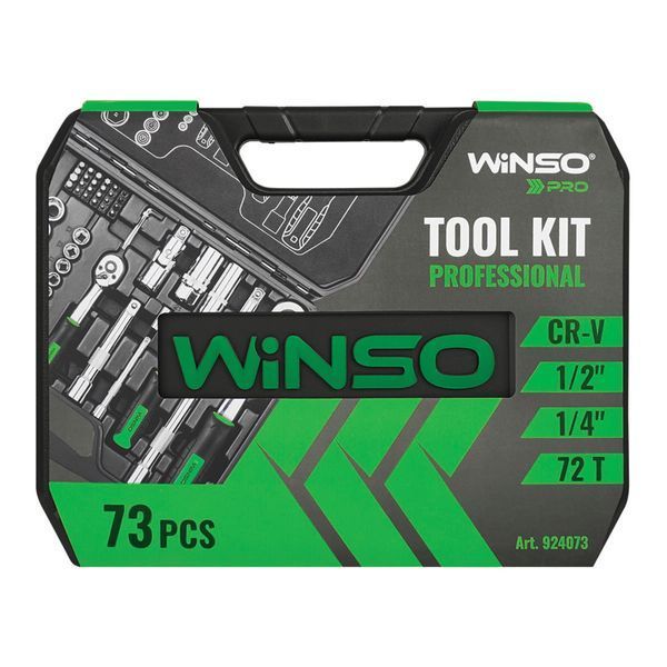 Професійний набір інструментів в кейсі Winso Pro 1/2 , 1/4 72 T, CR-V, 73од. 924073 фото