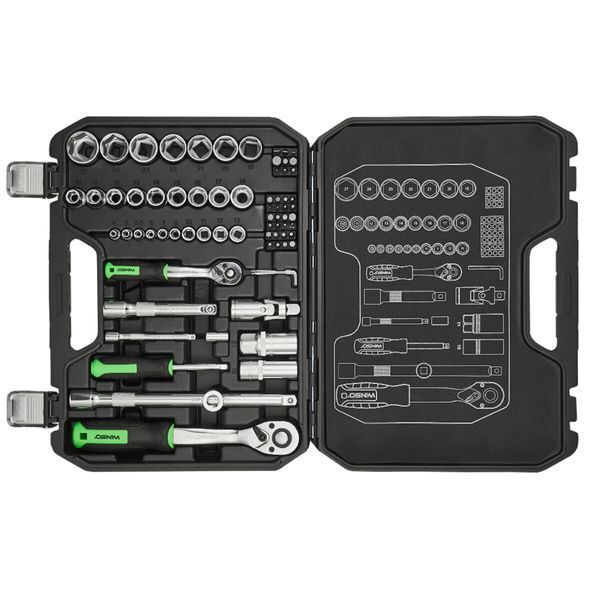 Професійний набір інструментів в кейсі Winso Pro 1/2 , 1/4 72 T, CR-V, 73од. 924073 фото
