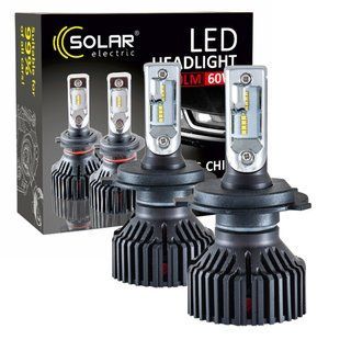 LED автолампа Solar H4 12/24V 6500K 8000Lm 60W ZES Chip 8304 фото