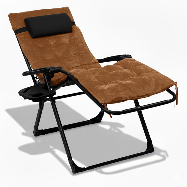 Крісло шезлонг LEOBRO Zero Gravity Premium Plus Brown Velvet (LB-ZGC-K3-BRN) LB-ZGC-K3-BRN фото