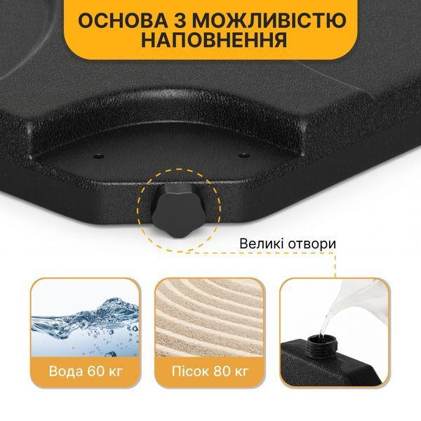 Комплект Складна садова парасоля з боковим подовжувачем LEOBRO Зелена + Підставка LB-1081-87 фото
