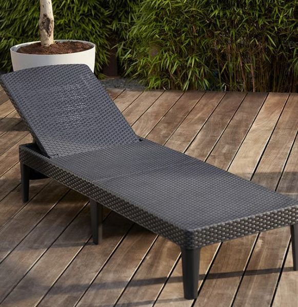 Шезлонг пластиковий Keter Jaipur Sun lounger, сірий 8711245144870 фото