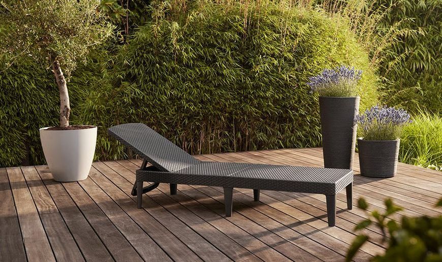 Шезлонг пластиковий Keter Jaipur Sun lounger, сірий 8711245144870 фото