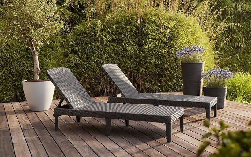 Шезлонг пластиковий Keter Jaipur Sun lounger, сірий 8711245144870 фото