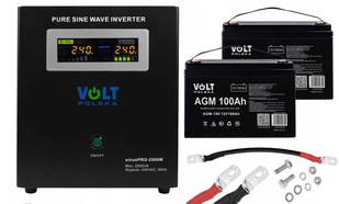 ДБЖ / Інвертор Volt Polska SINUS PRO 2500 W 24/230V 1800/2500W + Акумулятор VOLT AGM 100Ah 2 шт 2500WAGM фото