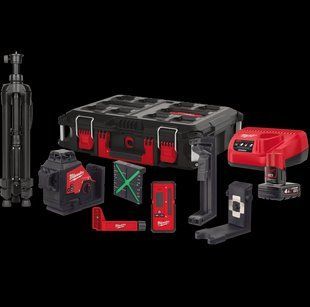 Нівелір лазерний 3D акумуляторний MILWAUKEE, M12 3PLKIT-401P (+зар. прист.,1акум.Х4Аг, кейс PACKOUT) 4933478960 фото