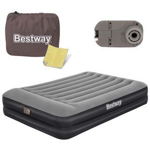 Матрац надувний Bestway 67403 з вбудованим насосом 203x152 см, чорно-сірий DM-67403 фото