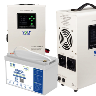 Аварійний комплект інвертор Volt Polska SINUS PRO 1200 E PLUS 800/1200W + Акумулятор LiFePO4 100 Аh 12,8V 1200LIFEPO150 фото