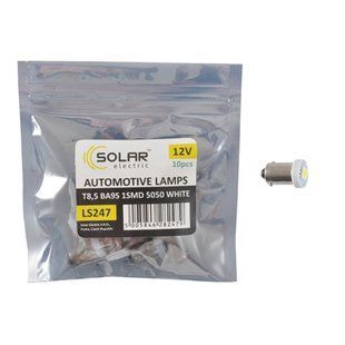 Автолампа Solar LED 12V T8.5 BA9s 1smd 5050 white 10шт LS247_P фото