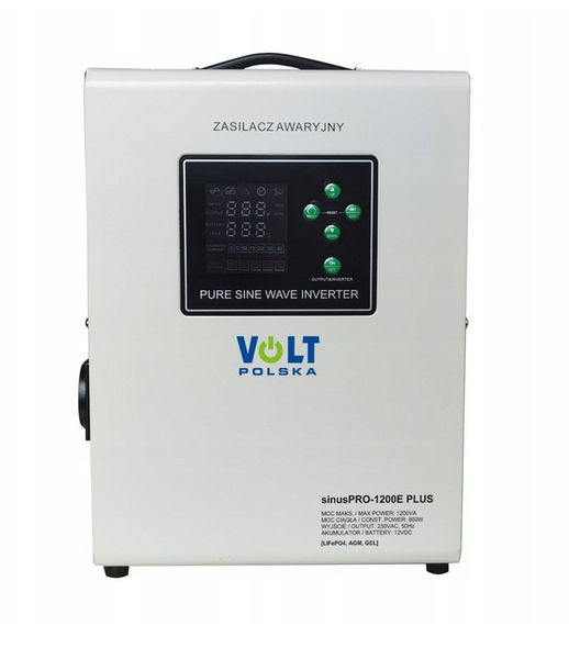 Аварійний комплект інвертор Volt Polska SINUS PRO 1200 E PLUS 800/1200W + Акумулятор LiFePO4 100 Аh 12,8V 1200LIFEPO150 фото