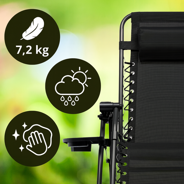 Розкладне крісло шезлонг LEOBRO Zero Gravity Premium Black (LB-ZGC-G2-BLK) LB-ZGC-G2-BLK фото