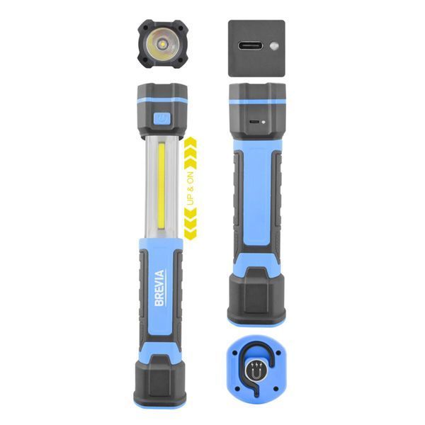 Телескопічна інспекційна лампа Brevia LED 3W COB+1W LED 300lm 2000mAh, Type-C 11340 фото