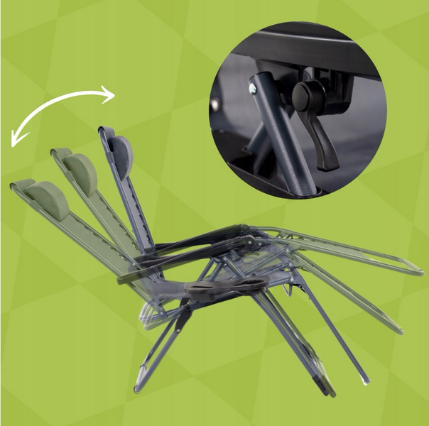 Розкладне крісло шезлонг LEOBRO Zero Gravity Premium Black (LB-ZGC-G2-BLK) LB-ZGC-G2-BLK фото