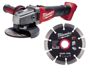Шліфмашина кутова акумуляторна MILWAUKEE, M18 FSAG125X-0, діаметр 125мм + Диск алмазний MILWAUKEE DUH 125, діаметр 125мм (10шт) 4932479674 фото