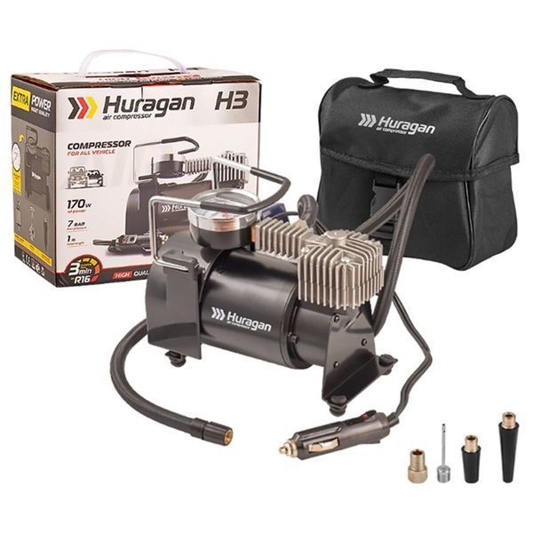 Компресор автомобільний Huragan 12В, 7 Атм, 37 л/хв H0300 H0300 фото