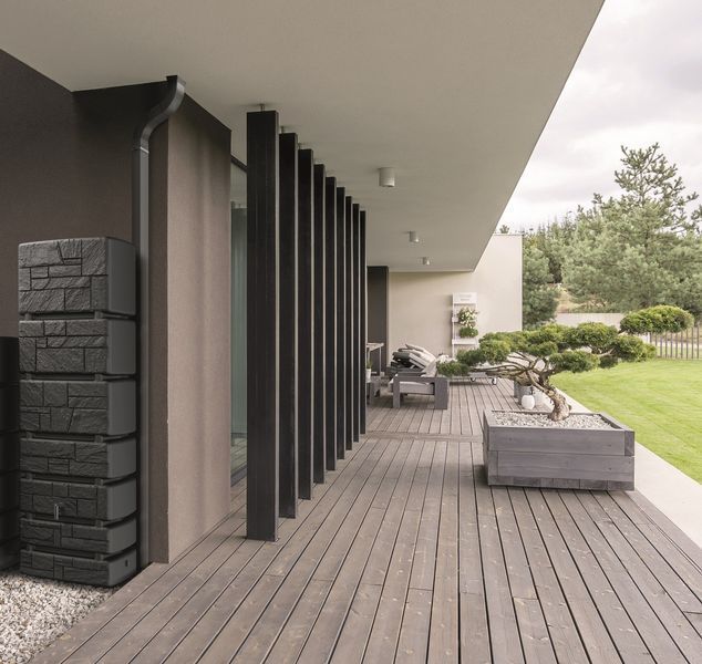 Ємність для збору дощової води Prosperplast Tower Stone, антрацит, 350 л 5905197372495 фото