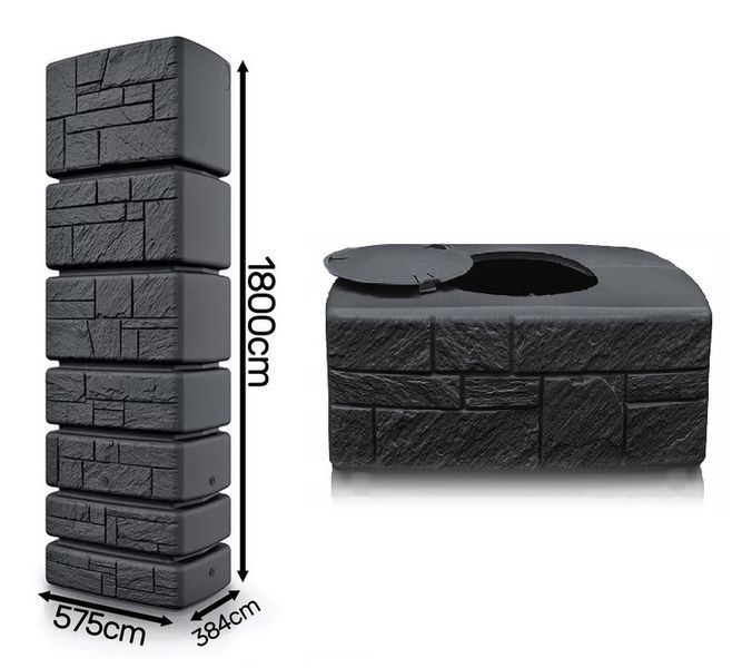 Ємність для збору дощової води Prosperplast Tower Stone, антрацит, 350 л 5905197372495 фото