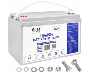 Акумулятор Volt Polska LiFePO₄ 12,8 V 100 Ah (150 A) + BMS + Bluetooth + нагрівальний мат 6AKLI10M12 фото