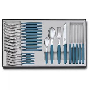 Набор столовых приборов Victorinox Swiss Modern Table Set 24 предмета Синий (6.9096.11W2.24) 6.9096.11W2.24 фото