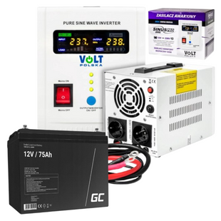 Аварійний комплект Volt Polska SINUS PRO 500 E 12/230V 350/500W + Акумулятор Green Cell AGM VRLA 75Ah 12V 500AGM75 фото