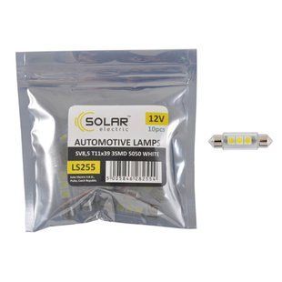 LED автолампа Solar 12V SV8.5 T11x39 3smd 5050 white 10шт LS255_P фото