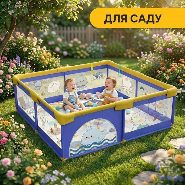 Дитячий манеж LEOBRO "Морський Кит" 180 x 200 см (LB-1008) LB-1008 фото
