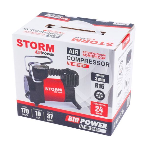 Компресор автомобільний Storm Big Power Autostop 10 Атм 37 л/хв 170 Вт 20320 фото
