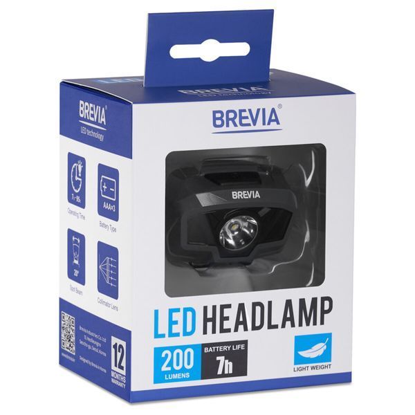Ліхтар налобний Brevia 200Lm, 3 режими+flash, 3xAAA, IP64 14200FAX1 фото