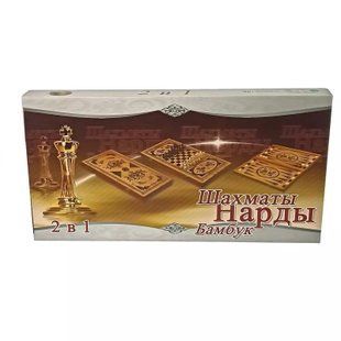 Набір 3 в 1 шахи+шашки+нарди з бамбуку (40*20 см), фігури, фішки - дерево (DN19819) DN19819 фото