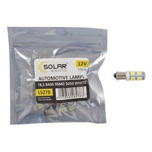 Автолампа Solar LED 12V T8.5 BA9s 9SMD 5050, white 10шт LS278_P фото